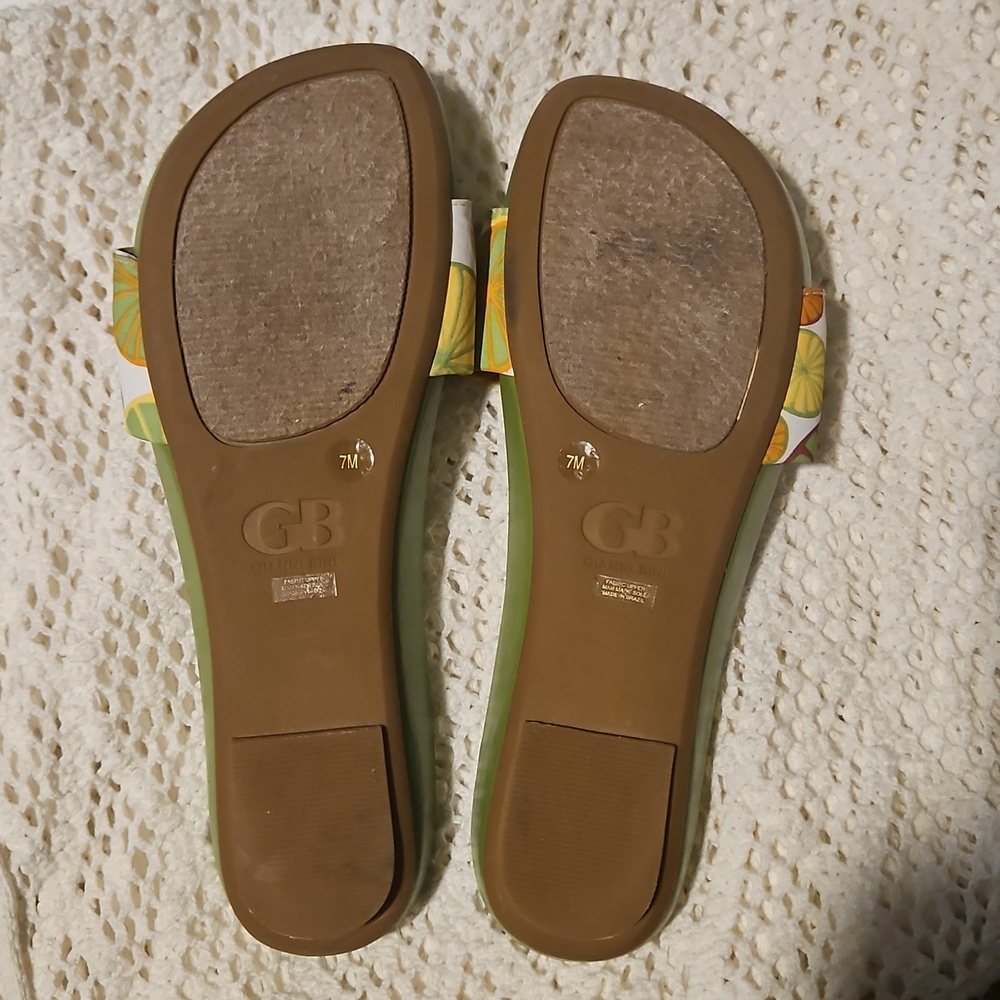 Gianni Bini Olive Slide Sandals with Gold GB Logo - Picture 4 of 5